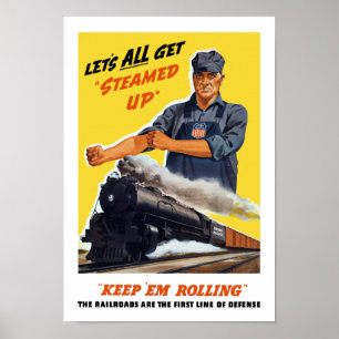 Järnvägarna är den första försvarslinjen - WW2 Poster