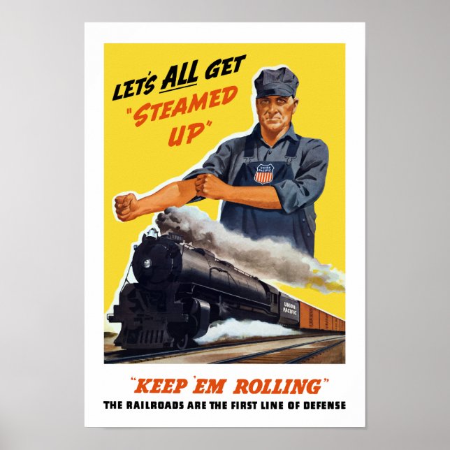 Järnvägarna är den första försvarslinjen - WW2 Poster (Framsidan)