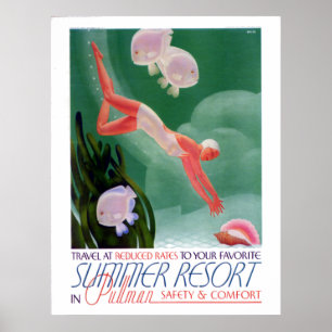 Järnvägen för vintagesommarsemesterorten reser poster