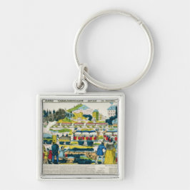 Järnvägen Fyrkantig Silverfärgad Nyckelring