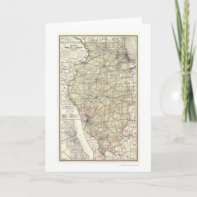 Järnvägen Karta av Illinois 1898 Kort (Framsida)