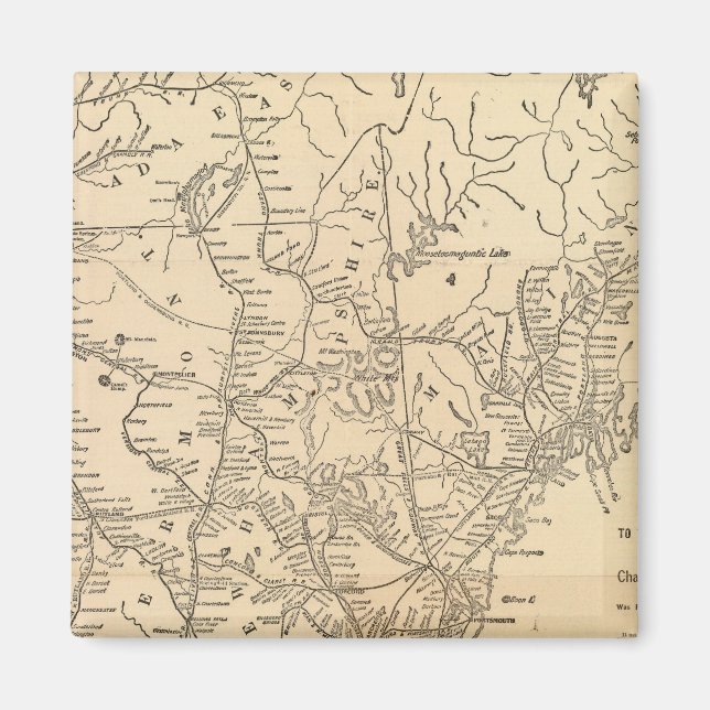 Järnvägen karta New England Stater Magnet (Framsidan)