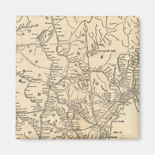 Järnvägen karta New England Stater Magnet (Framsidan)