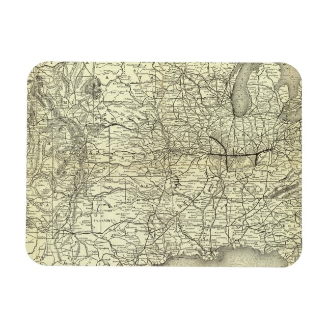 Järnvägen karta Ohio och Mississippi Magnet (Horisontell)