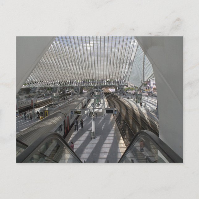 Järnvägen Liège-Guillemins station Vykort (Framsida)
