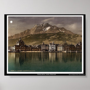 Järnvägen station, Lucerne, Schweiz Poster