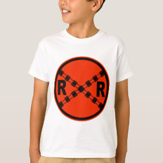 Järnvägkorsning huvudvägvägmärke tee shirt