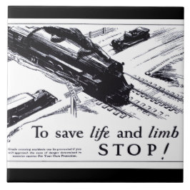 Järnvägkorsningen säkerhet 1906 belägger med tegel kakelplatta