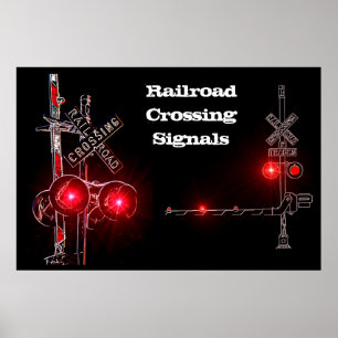 Järnvägkorsningen signalerar neon poster