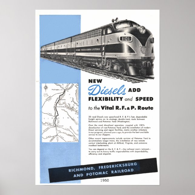 Järnvägs-Diesel for the Vital R.F. & P. Route Poster (Framsidan)