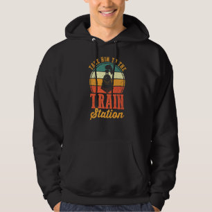 Järnvägs lok tar honom till Tåg Station Hoodie