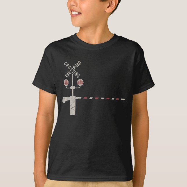 Järnvägs övergångsskylt Locomotive Trainspotter Tr T Shirt (Framsida)