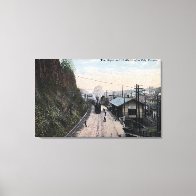 Järnvägsanläggningen och Bluffs City, ELLER Canvastryck (Framsida)