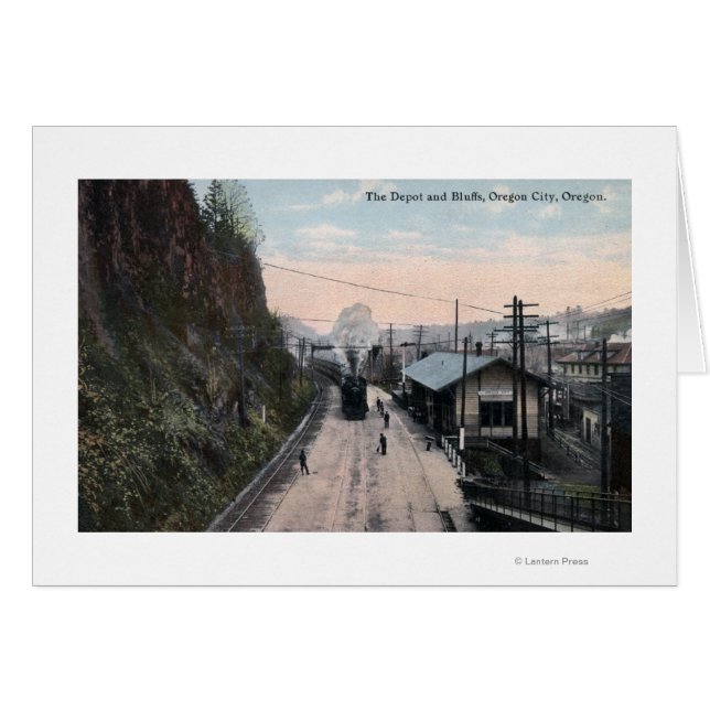 Järnvägsanläggningen och Bluffs City, ELLER Hälsningskort (Framsidan Horizontal)