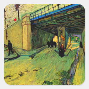Järnvägsbro över Montmajour av Vincent van Gogh Fyrkantigt Klistermärke