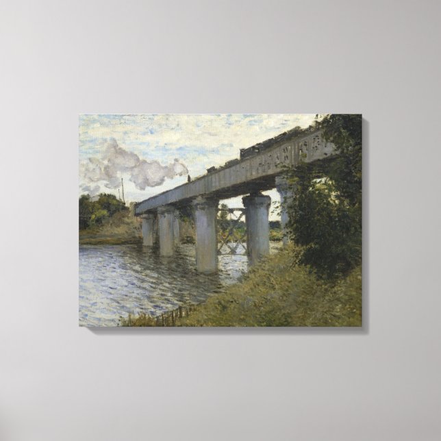 Järnvägsbron i Argentina (järnvägen) (av Monet) Canvastryck (Framsida)