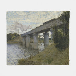Järnvägsbron i Argentina (järnvägen) (av Monet) Fleecefilt