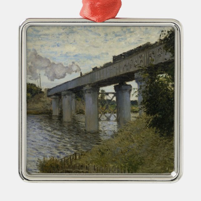 Järnvägsbron i Argentina (järnvägen) (av Monet) Julgransprydnad Metall (Framsidan)
