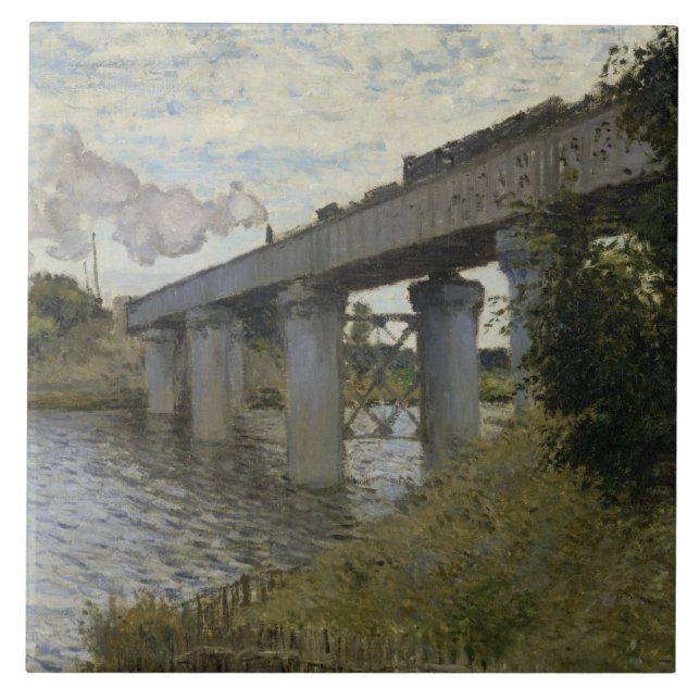 Järnvägsbron i Argentina (järnvägen) (av Monet) Kakelplatta (Framsidan)