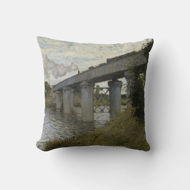 Järnvägsbron i Argentina (järnvägen) (av Monet) Kudde (Framsida)