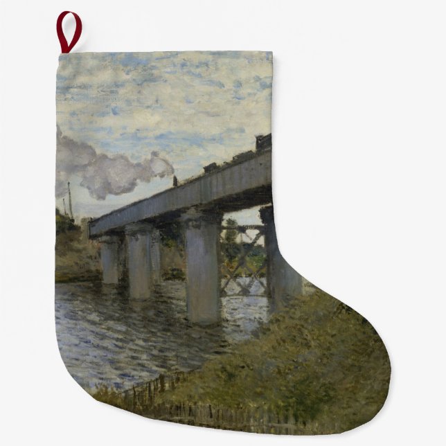 Järnvägsbron i Argentina (järnvägen) (av Monet) Stor Julstrumpa (Framsidan)