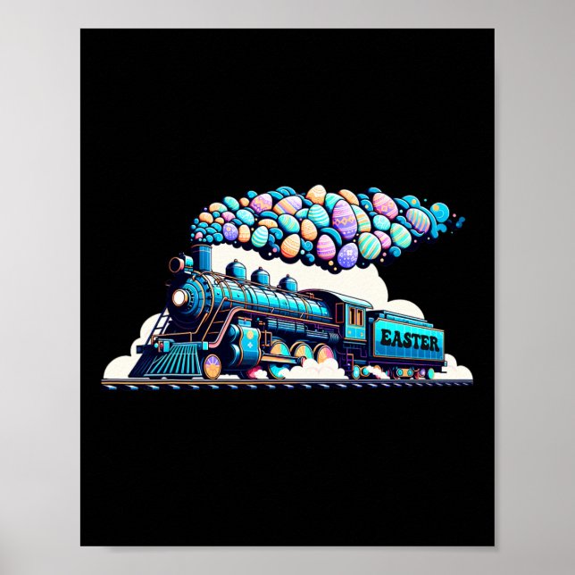 Järnvägsbunny Tåg Påskägget Kids Småbarn Boys Poster (Framsidan)