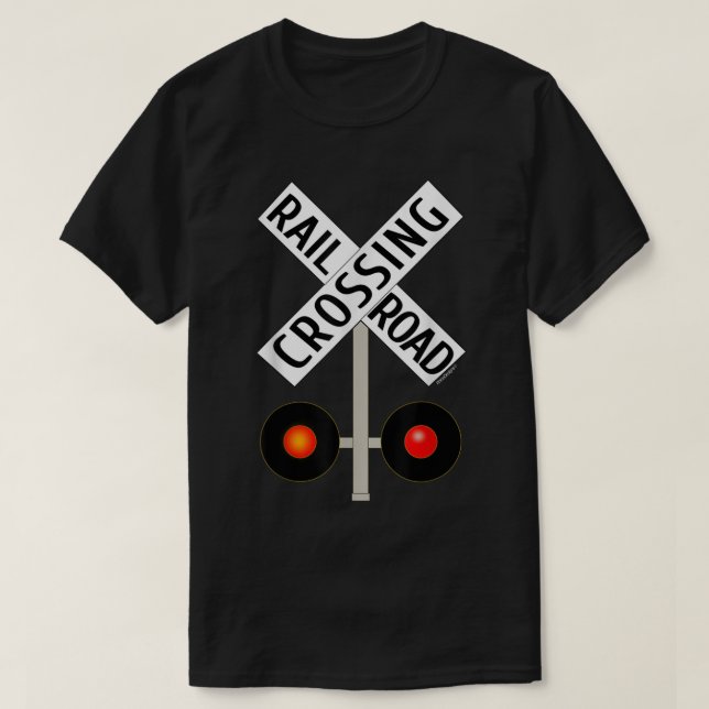Järnvägskorsningen tåg med Ljus vägskylt T Shirt (Design framsida)