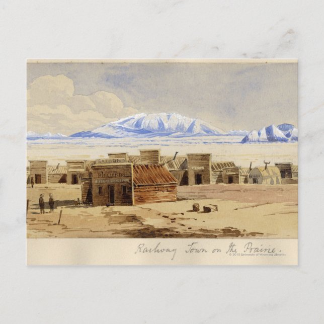 Järnvägsplatsen vid Prairie Vykort (Framsida)