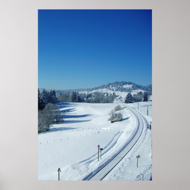 Järnvägsräls genom snö poster (Framsidan)