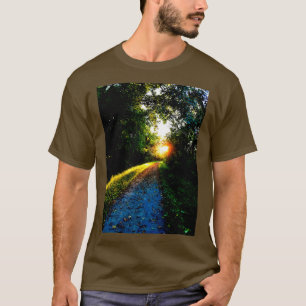 Järnvägsspår in i solnedgången t shirt