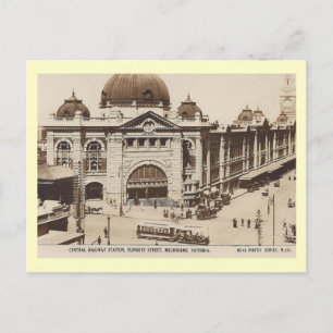 Järnvägsstation, Melbourne, Australien Vintage Vykort