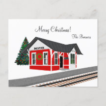 Järnvägsstation Merry Christmas Holiday