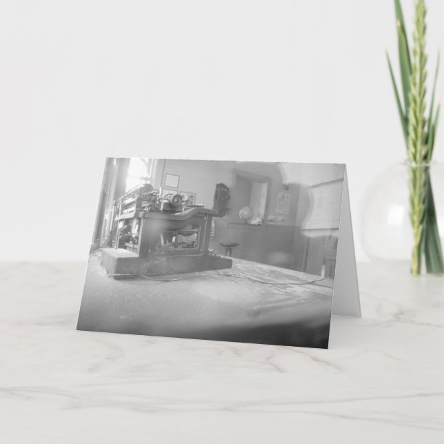 "Järnvägsstation skrivmaskin" födelsedags kort (Framsida)