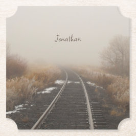 Järnvägstrafikens vinterlandskap Personlig Underlägg Papper Rund