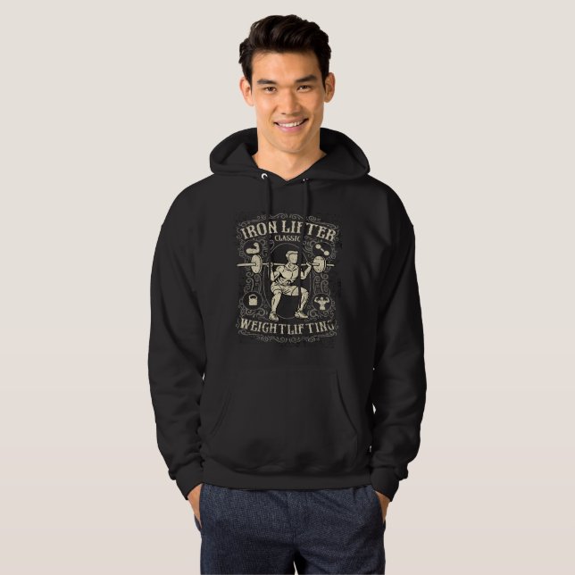 Järnviktlyftare Vintage Stil Hoodie (Hel framsida)