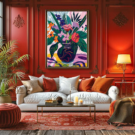 Jarrón con Flores: Arte Favista Estilo Matisse. Canvastryck