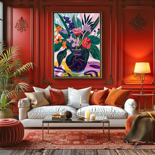 Jarrón con Flores: Arte Favista Estilo Matisse. Canvastryck (Skapare uppladdad)