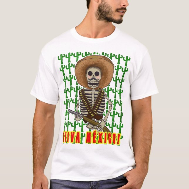 Jaså, Viva México! Mexikanska Skeleton Revolutiona T Shirt (Framsida)