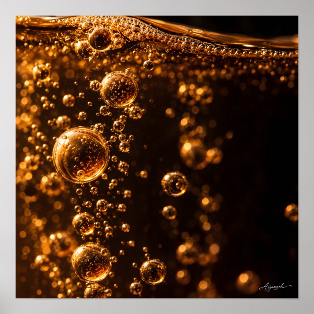 Jäsande ciderbubblor Makrofotografering Poster (Framsidan)