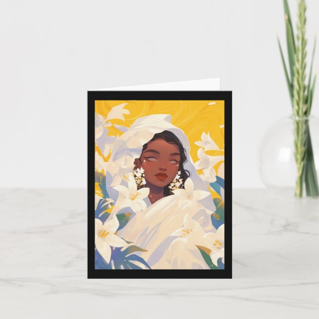 Jasmin Cute Blommigt Black Girl Kort (Framsida)