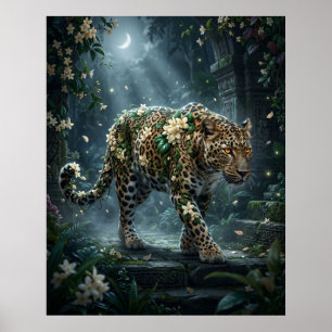 Jasmin Leopard Måne Blomning Poster