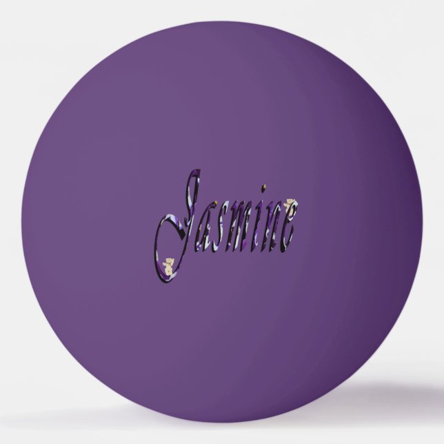 "Jasmin" Lila Blommig Tjejs Namn,  Pingisboll (Framsidan)