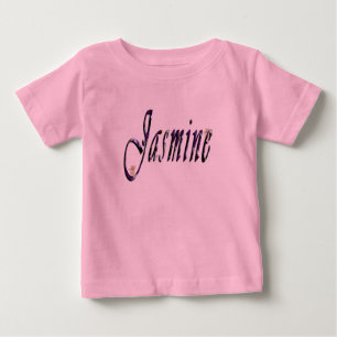 "Jasmin" Lila Blommig Tjejt namn, T Shirt