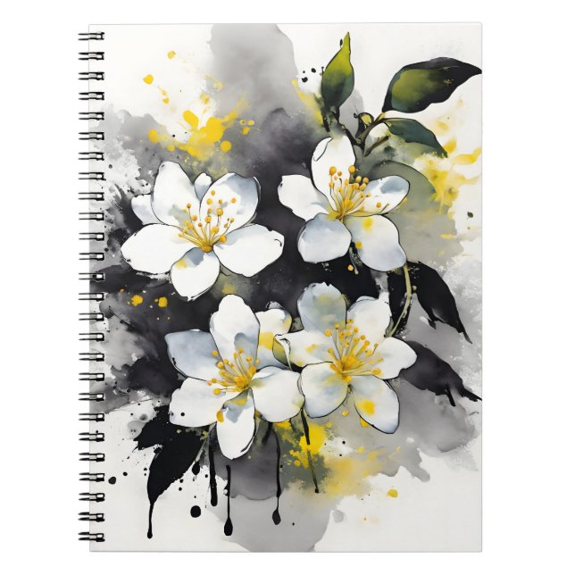 Jasmine - Akvarellblommor Anteckningsbok (Framsidan)