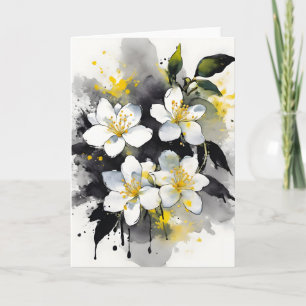 Jasmine - Akvarellblommor Kort