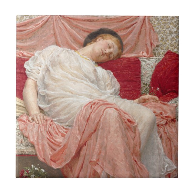 Jasmine av Albert Joseph Moore, Victorian Fine Art Kakelplatta (Framsidan)