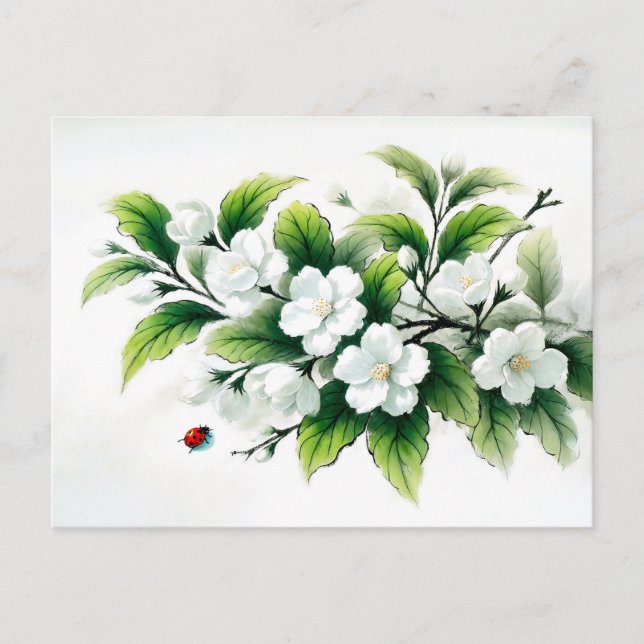 Jasmine Blommars Asian Bläck Painting Helg Vykort (Framsida)
