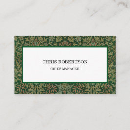 Jasmine Blommönster Grönt White-Blomsterträdgård Visitkort