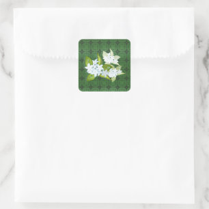 Jasmine-blommor anpassade namn fyrkantigt klistermärke