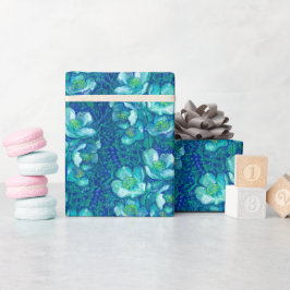 Jasmine Bloom Vintage Flowers Blommönster Blue Presentpapper